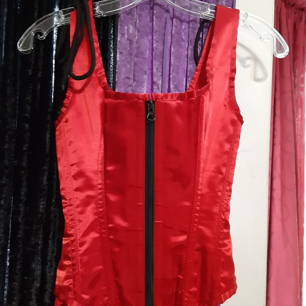 LARGE Empire Intimates Strapped Corset Bustier Red Brocade - Picture 6 of 16